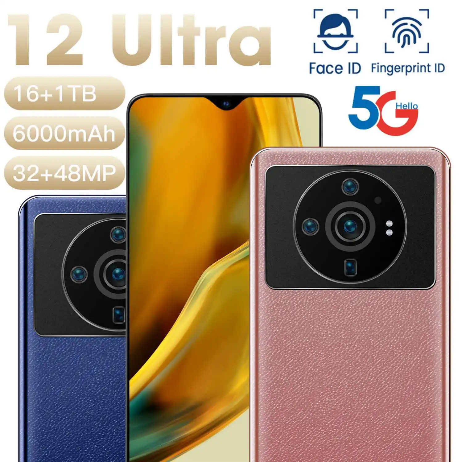 Umidigi A13 Pro 5g điện thoại thông minh 12GB + 256 sạc nhanh mặt mở khóa 90Hz 6.8 inch FHD + Hiển thị 64mp Ba camera điện thoại di động