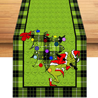 Joli ensemble de nappe et chemin de table en lin vert Grinchmas pour Noël, idéal pour la décoration de la maison et de la cuisine pendant les fêtes d'hiver, fournitures de fête