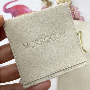 Fine Luxury Beige Microfiber Suede Velvet Bag Custom Jewelry Pouch with logo Jewelry Bag with Flap for Jewelry Packaging Display - Product Image 4