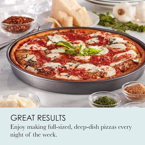 Bandeja para <span class=keywords><strong>pizza</strong></span> de plato hondo de 14 pulgadas, utensilios para hornear antiadherentes de acero al carbono para <span class=keywords><strong>pizza</strong></span> estilo <span class=keywords><strong>Chicago</strong></span>, pasteles de galletas, pizzas de corteza gruesa y más - Product Image 4