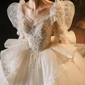 Jancember LSMX029 Bling Fantastic <b>Wedding</b> Bridal Gowns <b>Dresses</b> With <b>Long</b> Trains - Product Image 2