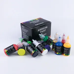 12 Farben Paint Kit Multifunktions-Airbrush-Farbe für Papier wand Auto Leder Kunst handwerk Acryl Airbrush-Farbset