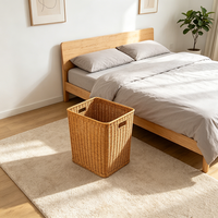 Nouveaux paniers de rangement multifonctionnels et durables en plastique imitation rotin, économiseurs d'espace, pour vêtements sales, best-sellers écologiques