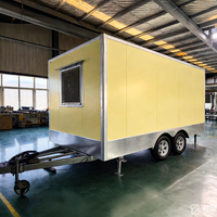 Caravane alimentaire en aluminium, camion de cuisine mobile, remorque, camionnette à glaces, chariot à café pliable, résistant à la rouille, compartiments isolés