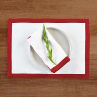 Napperons en lin bordés avec une bordure étroite contrastante pour les acheteurs en gros réguliers et les banquets de restaurants