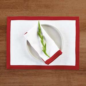 Napperons en lin bordés avec une bordure étroite contrastante pour les acheteurs en gros réguliers et les banquets de restaurants - Product Image 1