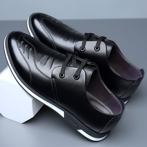 Mocasines de Cuero para Hombre, Color Negro Sólido, Cordones Delanteros, Suela Suave, Zapatos Casuales, Origen Wenzhou - Product Image 3