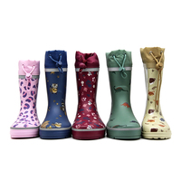 Bottes de pluie écologiques pour enfants en caoutchouc naturel, logo personnalisable, motif personnalisé, cordon de serrage, doublure en peluche, bottes pour enfants toutes saisons
