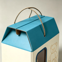 Boîte cadeau en papier OEM ODM avec fenêtre transparente, poignée en papier torsadé, logo personnalisé, emballage pour jouets d'enfants