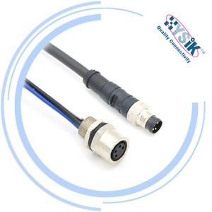 สายเคเบิลเชื่อมต่อแบบ Overmolded M8 4 ขา ตัวผู้ ตัวเมีย ระดับการป้องกัน IP67 สำหรับการบิน - Product Image 1