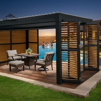 Pergola automatique en aluminium Airfun, toit rétractable motorisé, stores latéraux à lamelles, bioclimatique, coupe-vent, imperméable
