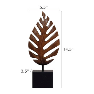 Sculpture en <span class=keywords><strong>bois</strong></span> <span class=keywords><strong>massif</strong></span> en forme de feuille, cadeau pour maman, décoration intérieure, salon, style bohème, <span class=keywords><strong>table</strong></span> <span class=keywords><strong>basse</strong></span>, décorations de <span class=keywords><strong>table</strong></span> centrale - Product Image 4