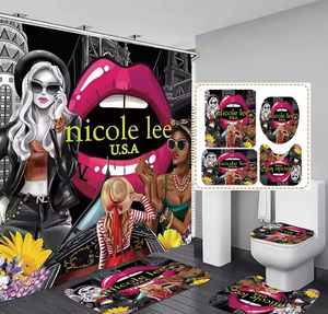 Conjunto de cortinas de ducha con diseño floral y <span class=keywords><strong>Nicole</strong></span> Lee, personalizable, éxito de ventas europeo, 3 mujeres atractivas y atractivas - Product Image 1
