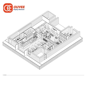 Comptoir d'exposition lumineux durable pour café, service OEM, conception de projet de café - Product Image 3