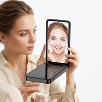 Miroir cosmétique intelligent double carré Uyisi de 4,1 pouces avec protection solaire UV, pliable, finition argentée, personnalisé, 2500 mAh