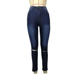 Customization denim fabric leggings pants for women ripped jeans sexy bodycon fitness pants breathable sexy jeans