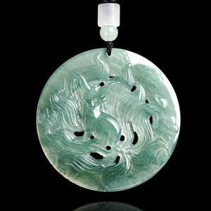 Pendentif en jade naturel bleu jadeite, renard à neuf queues, style chinois, design original, unisexe, cadeau avec certificat d'évaluation DW28 - Product Image 1