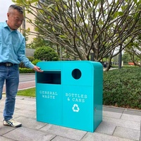 Poubelle de recyclage extérieure durable Grande poubelle de dessin animé en acier galvanisé avec couvercle pour parc d'attractions, école, utilisation en extérieur