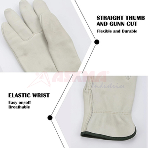 Gants de conduite en cuir de chèvre pleine fleur, anti-coupure, anti-choc, avec pouce droit, protection contre les coupures, gants de sécurité industriels - Product Image 4