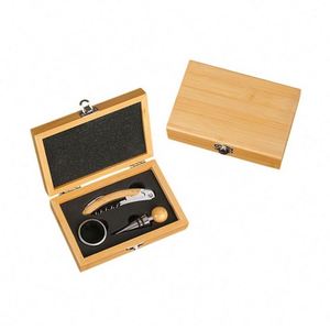Custom LOGO 3-in-1 <b>Wine</b> Gift Box Set with Opener <b>Stopper</b> Foil Cutter - Product Image 1
