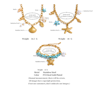 JINYOU 1574 Bijoux en acier inoxydable exquis pour les vacances d'été, style océan, pendentif étoile de mer et coquillage, collier et bracelet faits à la main