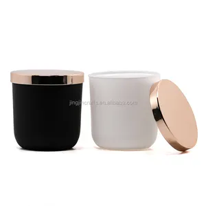 In stock suggested wax fill 5oz frosted cheap glass candle holder jar with rose gold metal lid