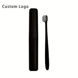 Polyester Handmade Toothbrush with Custom Logo Eco Friendly Wheat Straw Handle Charcoal Bristles Travel <b>Gift</b> - Product Image 3