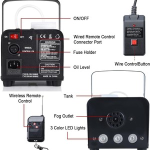 500W Xách Tay Rgbw Sương Mù Máy Điều Khiển Từ Xa <span class=keywords><strong>Mini</strong></span> Giai Đoạn Khói Máy Cho Đám Cưới/Bên/Lễ Hội 3Pcs Sắt Đèn Sân Khấu - Product Image 3