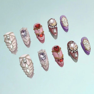 Faux ongles en acrylique de luxe faits à la main, pointe française, emballage personnalisé, design de faux ongles, style de faux ongles - Product Image 6