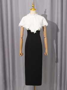 Set Elegante da Donna con Coprispalle in Pizzo, Abito Aderente che Valorizza la Figura - Product Image 6