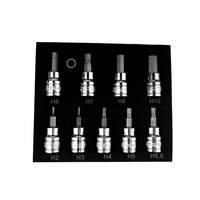 Jeu de 9 douilles à embouts hexagonaux Douilles à clé Allen robustes Kit d'outils métriques pour perceuse à entraînement professionnel de 3/8 pouces Jeu de douilles à percussion durables