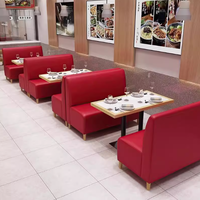 Meubles de restaurant de restauration rapide de style américain, ensemble de table et de chaises rondes pour les cafés et les combinaisons de banquettes