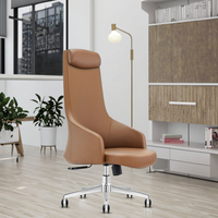 Chaise de direction moderne et professionnelle en cuir avec hauteur réglable, base en acier épais, mécanisme robuste pour les intérieurs d'entreprise