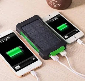 Solar Power Bank Dual USB Power Bank 10000mAh Waterproof Battery Charger External Portable Solar Panel with LED Light