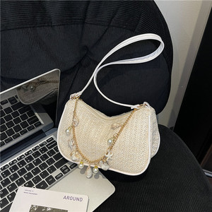 Bolso de Hombro de Lujo con Cremallera y Perlas de Concha, Impermeable, para Mujer, Estilo Casual y Versátil, Colección Otoño 2026 - Product Image 3