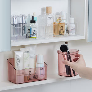 Moderno organizzatore di trucco in plastica trasparente piccola camera da letto da banco con Design rettangolare per il trucco pennelli nuovo prodotto - Product Image 3