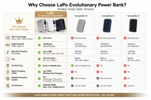 Batterie externe LaPo Evolutionary 10000mAh avec prise Type-C et charge sans fil pour iPhone Samsung, chargeur de voyage - Product Image 3