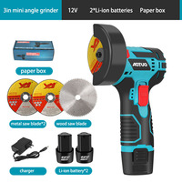Mini-meuleuse d'angle électrique portable 12V, petite machine de découpe sans fil de 3 pouces pour le bricolage à domicile, polisseuse à batterie lithium rechargeable