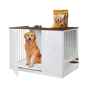 36\" Large <strong>Dog</strong> <strong>Indoor</strong> Wooden Kennel 270&deg; Swivel Door 360&deg; Rotating Feeder Decorative Heavy Duty <strong>Dog</strong> <strong>House</strong> Double Locks - Product Image 1