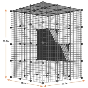 Gabbia per Conigli e Criceti, Sicura e Spaziosa, in Rete Metallica, Facile da Pulire, Traspirante, per Uso Domestico e Giardino, Design Aperto - Product Image 5