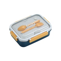 Icen B55 Lunchbox Tragbare Einlagige Thermische Bento-Box 304 Edelstahl Kinder 4-Fächer Blau Büro Erhitzbar