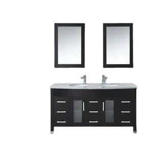 现代实心浴室梳妆台全喷漆落地式玻璃门柜单水槽镜子浴室梳妆台大理石水槽浴室盆柜