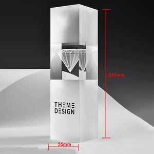 सरल फ्रॉस्टेड ग्लास क्रिस्टल स्क्वायर स्तंभ ट्रॉफी लेजर उत्कीर्ण हीरा पृथ्वी लोगो कंपनी वार्षिक सर्वश्रेष्ठ कर्मचारी पुरस्कार ट्रॉफी - Product Image 2