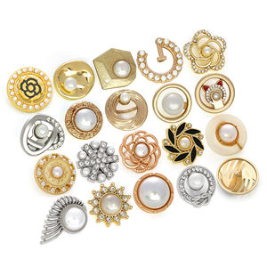 KUNSHUO <b>Button</b> Factory Rhinestones women ladies Clothes Clothing Coat Gold Shank Metal pearl <b>buttons</b> for clothes ladies Clothing - Product Image 3