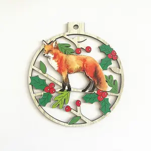 Décorations de Noël, pendentifs animaux, décoration intérieure en bois