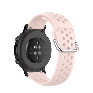 Bracelet de montre en silicone pour <span class=keywords><strong>Huawei</strong></span> Watch GT2, 42mm, multi-trous, respirant, de couleur unie, 20mm - Product Image 3