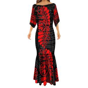 <span class=keywords><strong>Tatouage</strong></span> à fleurs Tribal, haut à épaules dénudées, robe sirène, grande taille, personnalisée, rouge, nouvelle collection - Product Image 2
