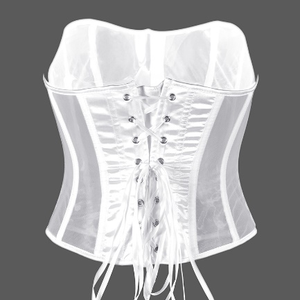 Elegante Top Corsé de Satén con Malla Transparente, sin Tirantes, Escote Corazón, con Varillas, Ajustado a la Cintura, para Fiesta y Noche - Product Image 6