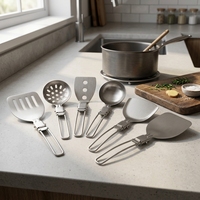 Ensemble de spatules pliantes en acier inoxydable 304, cuillère de cuisine portable, écumoire, louche, kit pour le camping et la cuisine