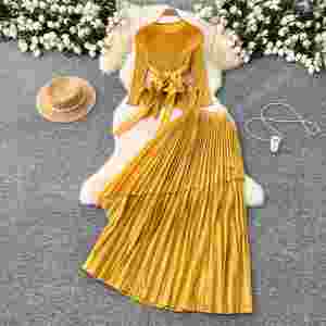 Ensembles décontractés pour femmes : Tunique asymétrique et jupe plissée taille haute – Vêtements américains en gros - Product Image 3